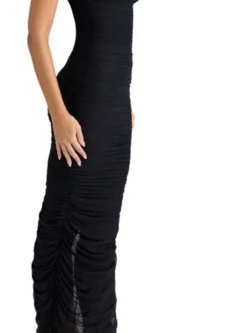 House of CB Black Mesh Ruched Dress - Picture 3 of 7